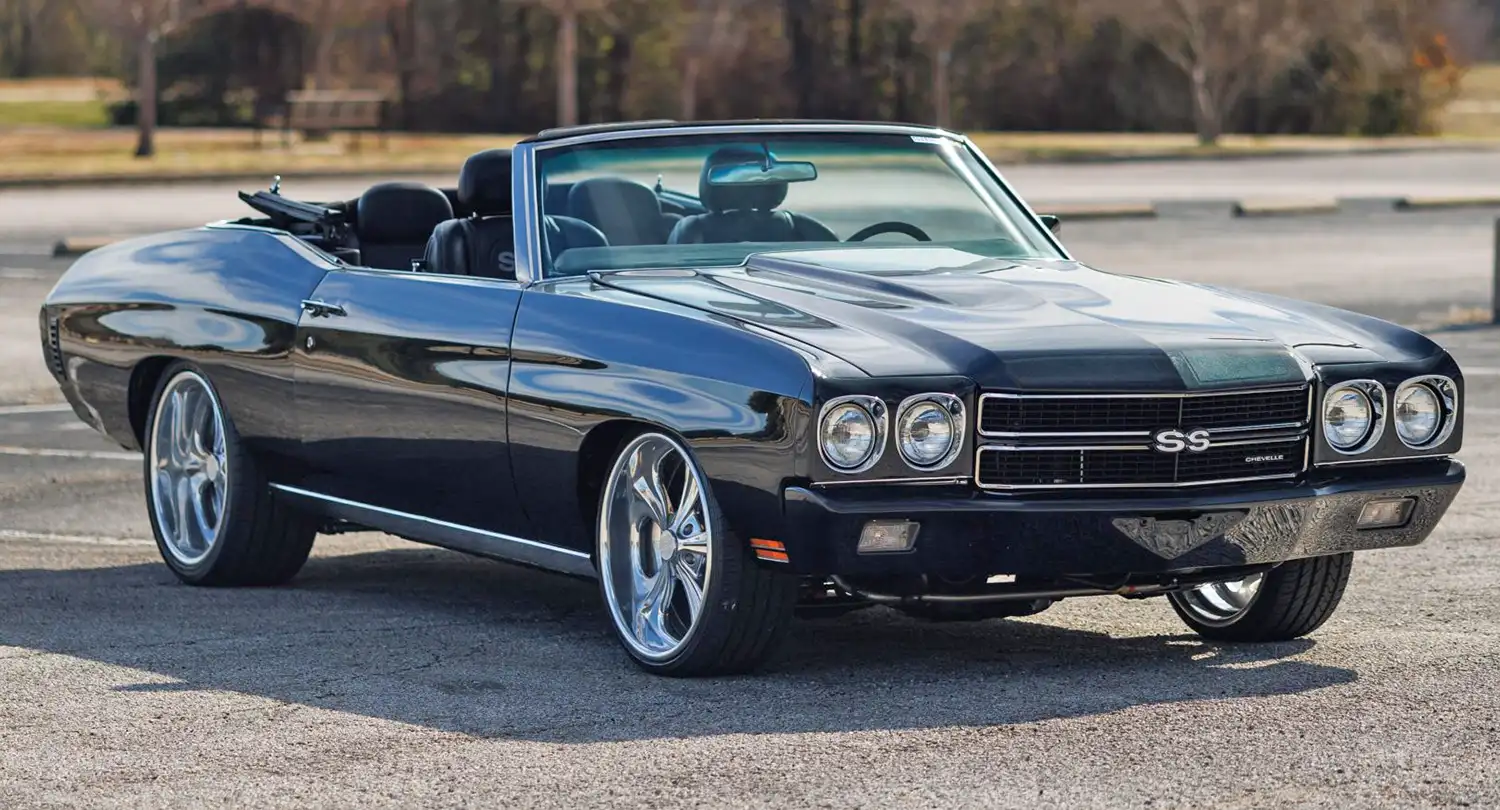 Graphite Black 1970 Chevrolet Chevelle Malibu Convertible with Supercharged LSA V8