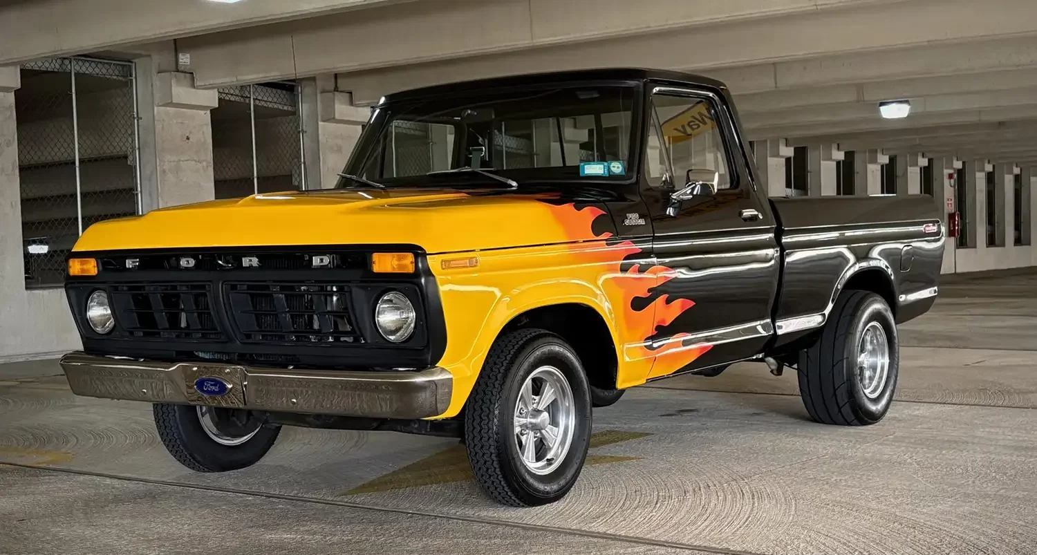 Flame-Engulfed Ford F-100: A Blast from the Past