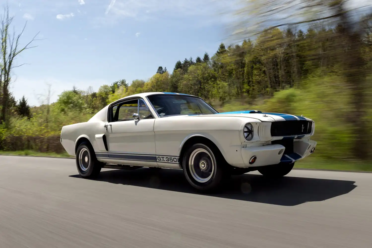 1966 Ford Mustang R-Style Fastback: White with Blue Stripes and Potent 289
