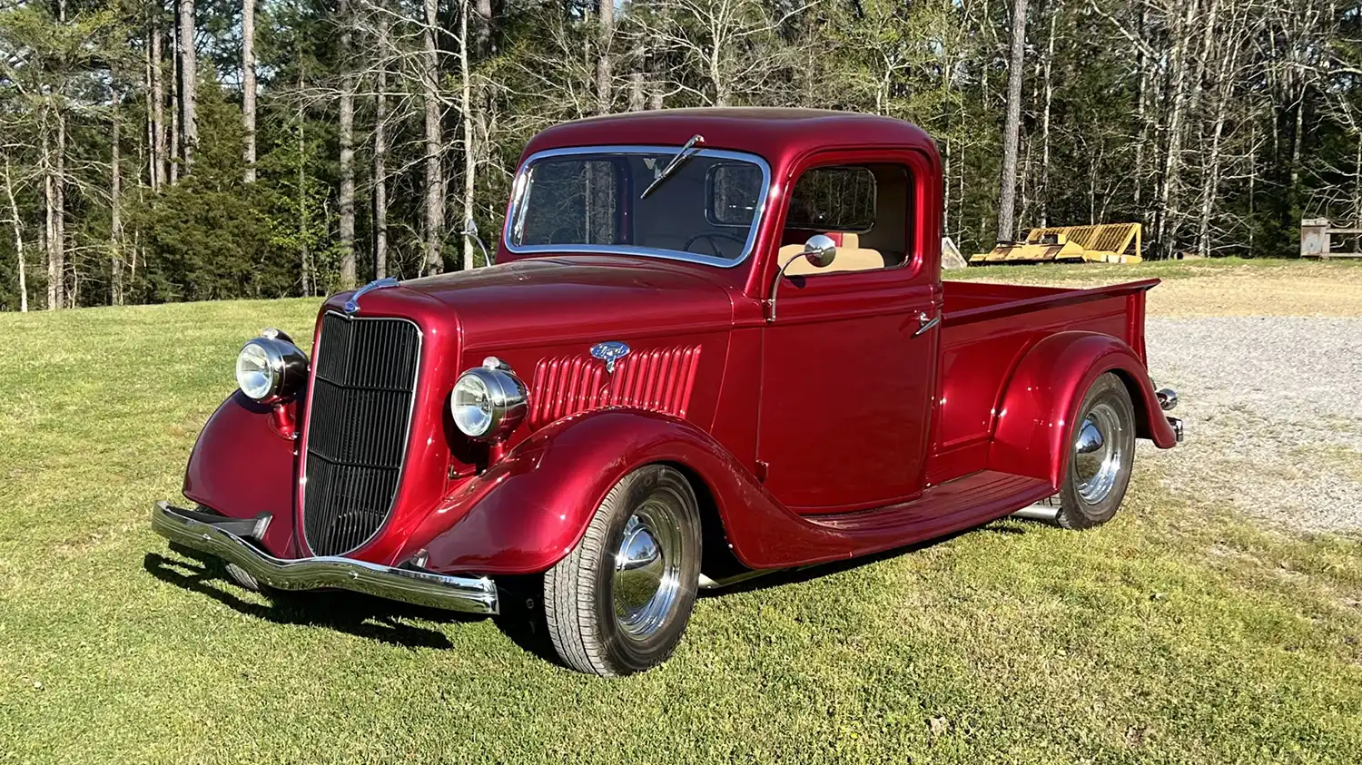 Vintage Hauler Transformed: The 1935 Ford Custom Pickup in Red