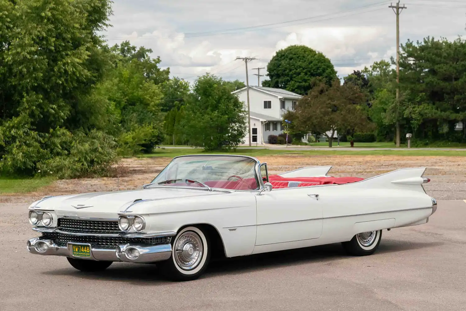 1959 Cadillac Series 62 Convertible Shines in Classic White & Red